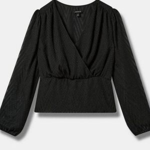 Torrid Zig Zag Surplice Crop Longsleeve Blouse